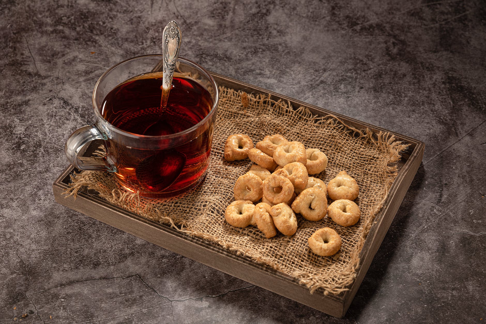 glass of tea and snacks